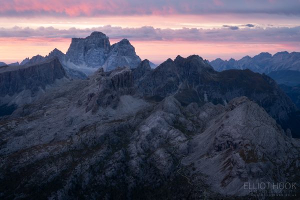 Dolomites Lagazuoi vie at sunrise
