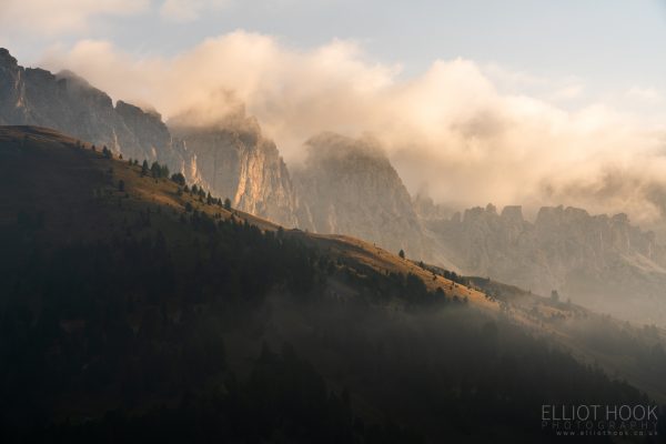 Sunrise over Sella Pass, Dolomites